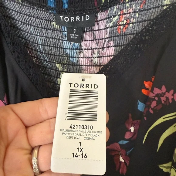 Torrid Black Floral top - Picture 3 of 9